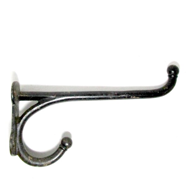Cast Iron Harness Hook, Tack Holder, Barn Hook, Heavy Duty Plant Holder, Black Metal, 12 Inches