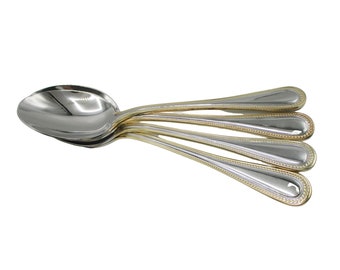 Wallace Gold Royal Bead, Tablespoons, Stainless Steel 18 10, Set of 4, Wallace Replacement Silverware, Multiple Sets Avail