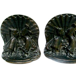 Bookends for Asian Decor, Heavy Cast Metal, Siam Couple Kissing, Thai Design, Great Gift for Book Lover, 1920s, Vintage Gifts, Make Offer image 2