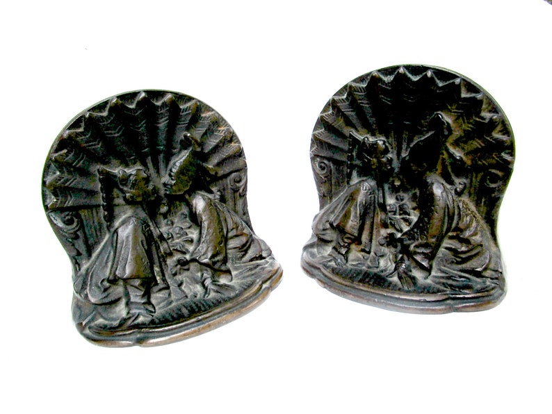 Bookends for Asian Decor, Heavy Cast Metal, Siam Couple Kissing, Thai Design, Great Gift for Book Lover, 1920s, Vintage Gifts, Make Offer image 4