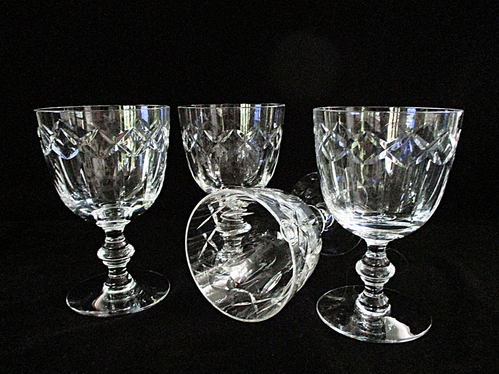 Cut Crystal Stemware Tiffin Franciscan 17394 4 Wine Glasses Etsy