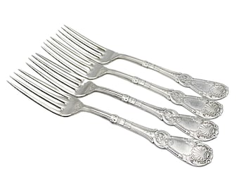 Rogers Silver Plate Flatware, Tuxedo Pattern, Dinner Forks, Set of 4 OR Set of 5, Antique Late 1800s