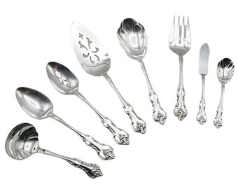 International Silver, Orleans, 8pc, IS Silver Plate, Serving Utensil Set, Completer Pieces, Complete, Excellent Condition