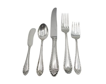 Reed and Barton, Old London, Silver Plate, 5pc Place Settings, Replacement Pieces, Silverware, Forks, Knives, Teaspoons, 1930s