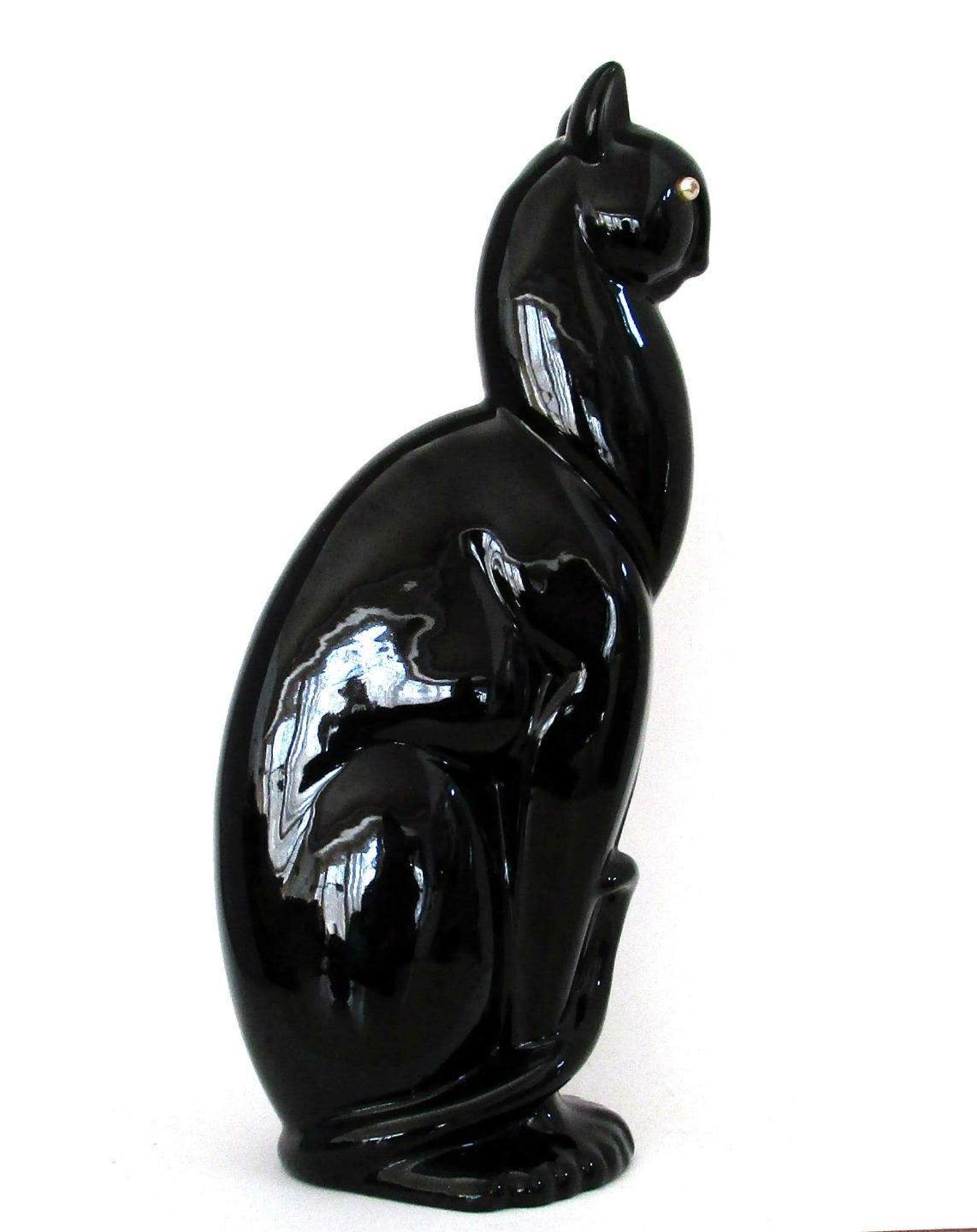large black cat statue