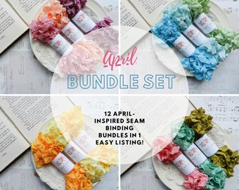 NEW! April Seam Binding Set / Crinkled / Seam Binding Lot / Ribbon Set / Rayon / Shabby / 60 Yards / Spring Crafts / my scrap cabin shop