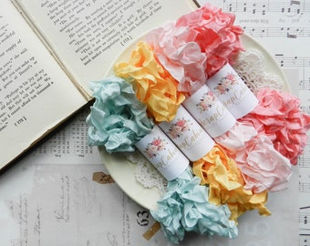 Seam Binding / Junk Journal Closures / Crinkly Seam Binding / Hand Crinkled / Sea Mist, Daylily, Baby Pink, Coral / my scrap cabin shop