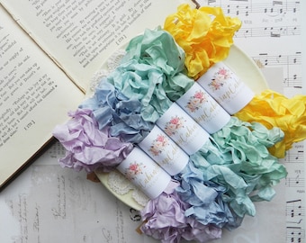 Seam Binding Set / Crinkled / 25 Yards / Curly Ribbon / Violet, Misty Blue, Sea Mist, Mint, Daisy / my scrap cabin shop / spring crafts