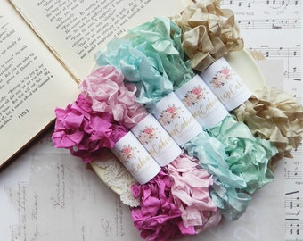 Limited Edition Seam Binding Set/ Crinkled / 25 Yards / Bundles / Curly Ribbon / Fuchsia, Tulip, Sea Mist, Mint, Natural / Unicorn Party