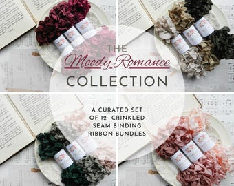NEW Moody Romance Seam Binding Set / Crinkled / Ribbon Lot / Ribbon Set / Rayon / Shabby / 60 Yards / Ribbon / My Scrap Cabin Shop