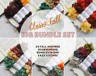 NEW! Classic Fall Big Bundle Seam Binding Set / 24 Bundles / Hand Crinkled / 120 Yards / Fall Crafts / Ribbon Lot / My Scrap Cabin Shop