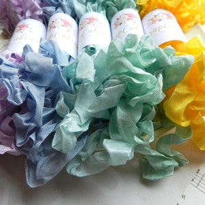 Seam Binding Set / Crinkled / 25 Yards / Curly Ribbon / Violet, Misty Blue, Sea Mist, Mint, Daisy / my scrap cabin shop / spring crafts image 3