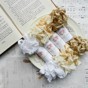 Seam Binding Bundles / Vintage Chic Wedding / Crafts / Crinkly / Scrunched Ribbon / White, Ivory, Champagne, Sandstone / Journal closures