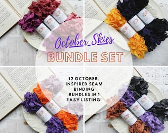 October Skies Crinkled Seam Binding Ribbon Set: Fall Colors, 60 Yards
