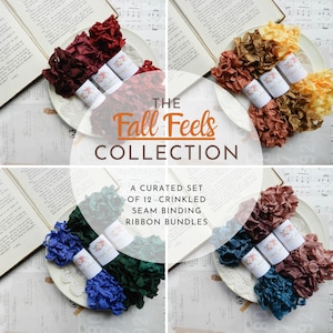 Seam Binding Set / Fall Feels / Seam Binding Lot / Ribbon Set / Rayon / 60 Yards / Ribbon / Junk Journal / Fall Crafts / Crinkle Ribbon