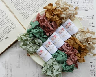 Seam Binding Set / Crinkled / 25 Yards / Bundles / Curly Ribbon / Sea Moss, Eton, Victorian, Golden Brown, Natural / my scrap cabin shop