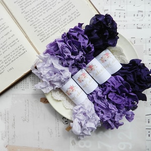Ruban de reliure / Couture froissée / 20 yards / Shabby Chic / Journal indésirable / Orchidée, lavande, violet, mûre / cadeau violet
