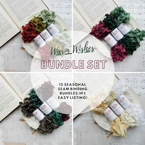 Crinkled Rayon Seam Binding Ribbon Set - 60 Yards, Junk Journal