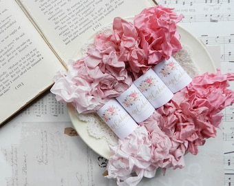 Pink Crinkled Seam Binding Ribbon Bundle: Ballerina, Dusty Pink, Caviar, Sun Rose (20 Yards)