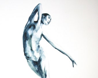 Dancer art print reproduction of original figure watercolor painting by Meredith O'Neal