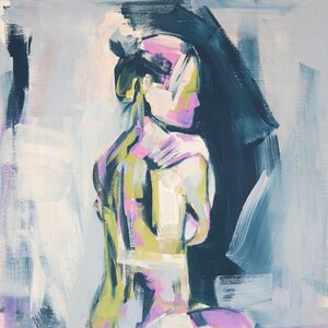 Large figurative canvas art print reproduction nude abstract figure painting image 1