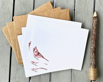 Winter Trees Folded Note Cards Set of 10 Font Choice Personalized Gift Personalized Note Cards Stationery Red Bird in the Forest