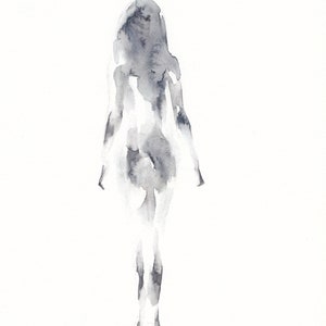 nude figure abstract figurative art print reproduction watercolor painting by Meredith O'Neal image 1