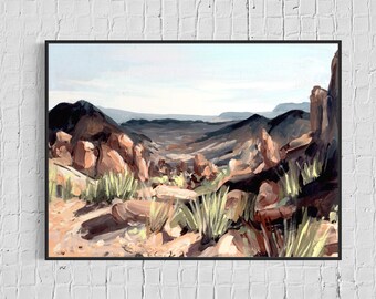 desert big bend landscape balanced rock trail west texas southwest cactus art print reproduction