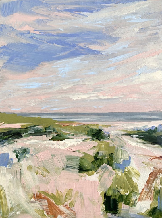 Beach Painting Small Coastal Landscape Abstract Beach Art Sand Etsy