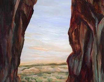 Palo Duro Canyon cave landscape painting portal texas original painting 9 x 12 inches
