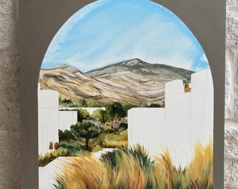 modern landscape architecture nature greenery original painting 18 x 24 inches