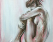 Giclee Print 16 x 20 inches original figure painting of a sitting nude female by Meredith O'Neal