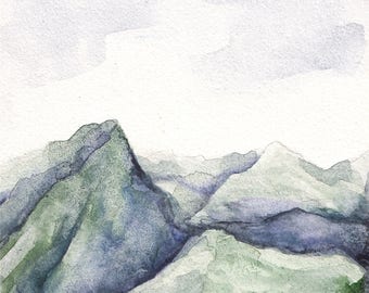 Original 4 x 4 inch watercolor landscape painting by Meredith O'Neal