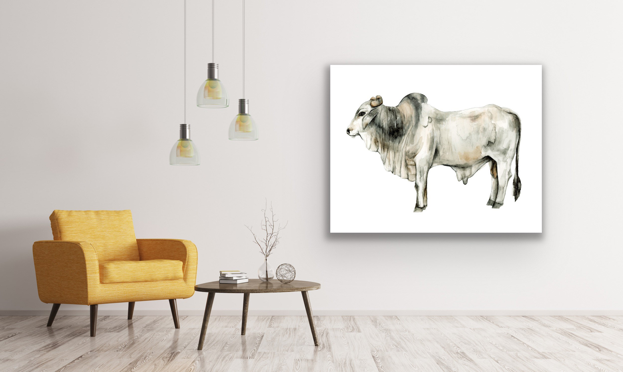 Large Brahman Bull Cow Wildlife Canvas Art Print Reproduction Cow ...