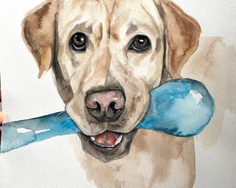 Custom pet portrait  - original watercolor painting by Meredith O'Neal