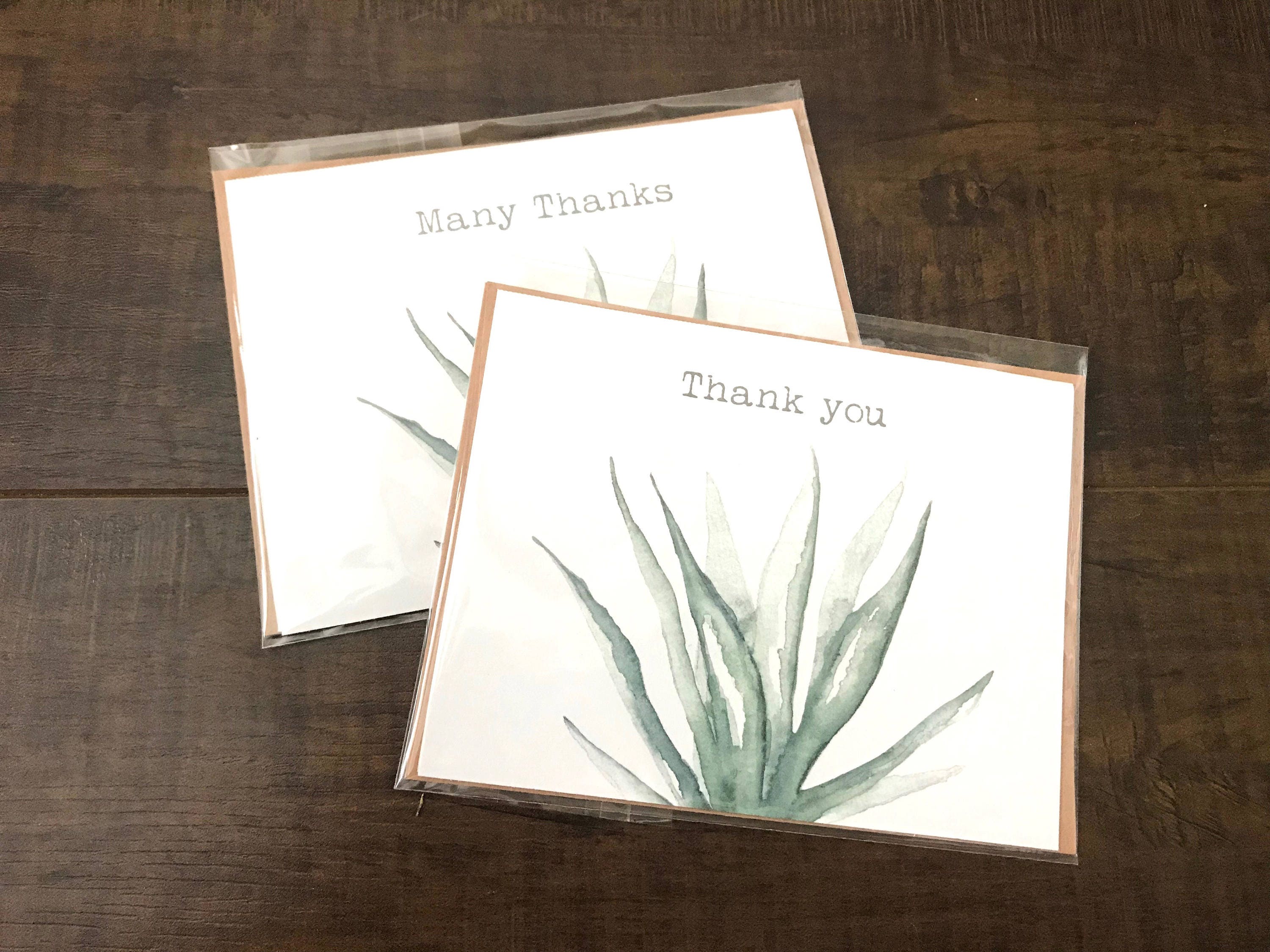 Set of 6 Thank You Cards - Watercolor Aloe Vera Plant - Etsy