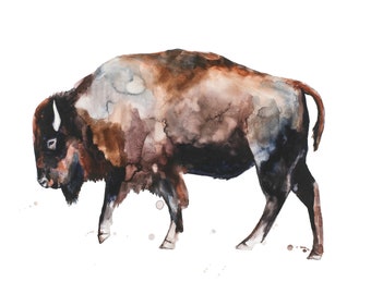 Bison buffalo original painting wall decor artwork wildlife