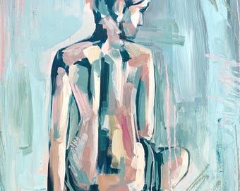 Large figurative canvas art print reproduction nude abstract figure painting