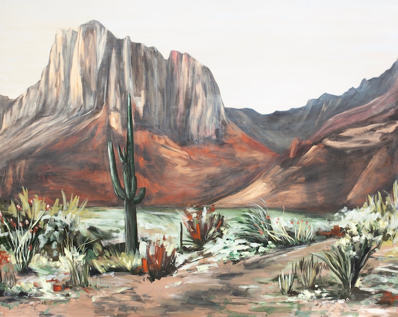 desert landscape southwest cactus cacti art print reproduction image 1