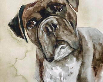 Custom pet portrait  - original watercolor painting by Meredith O'Neal