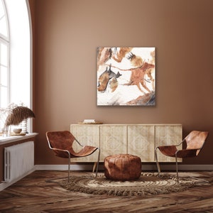 primitive cave painting cow deer horse canvas art print reproduction watercolor painting by Meredith O&#39;Neal
