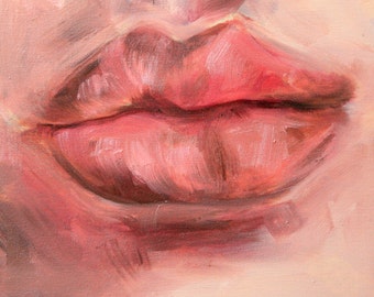 lips art print woman female sexy pink pucker feminine