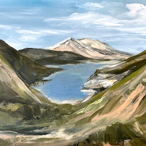 mount saint helens mountain landscape original painting washington mount st helens art landscape 8 x 10 inches