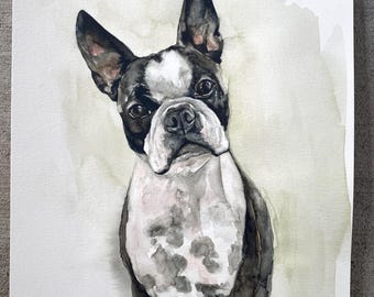 Custom pet portrait  - original watercolor painting by Meredith O'Neal