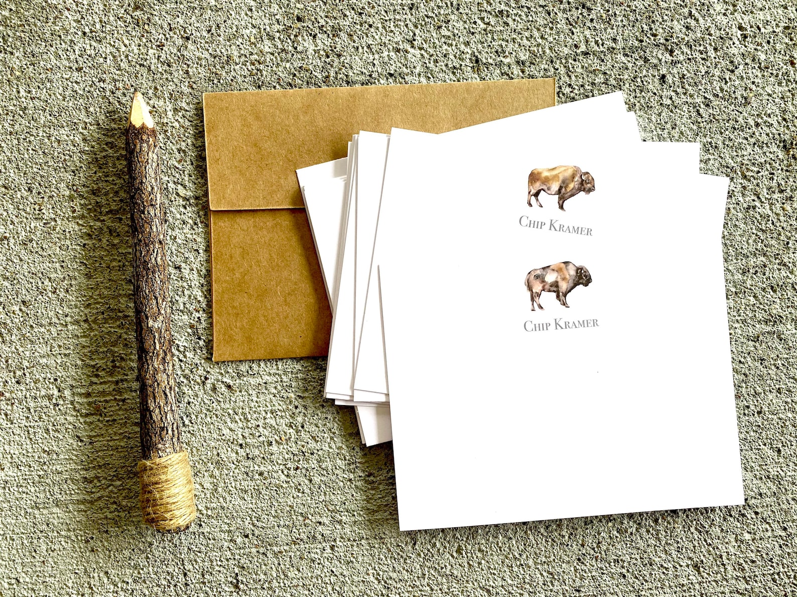 Personalized Stationary for Men Custom Watercolor Buffalo Stationary ...