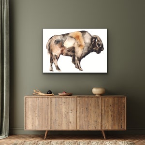 Large Buffalo wild American bison wildlife canvas art print reproduction buffalo painting by Meredith O&#39;Neal