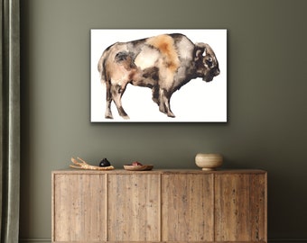 Large Buffalo wild American bison wildlife canvas art print reproduction buffalo painting by Meredith O'Neal