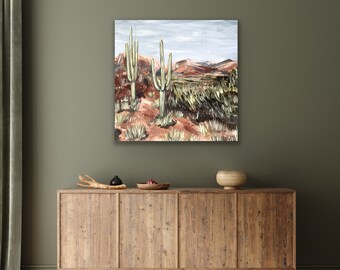 large desert landscape southwest cactus cacti canvas art print reproduction