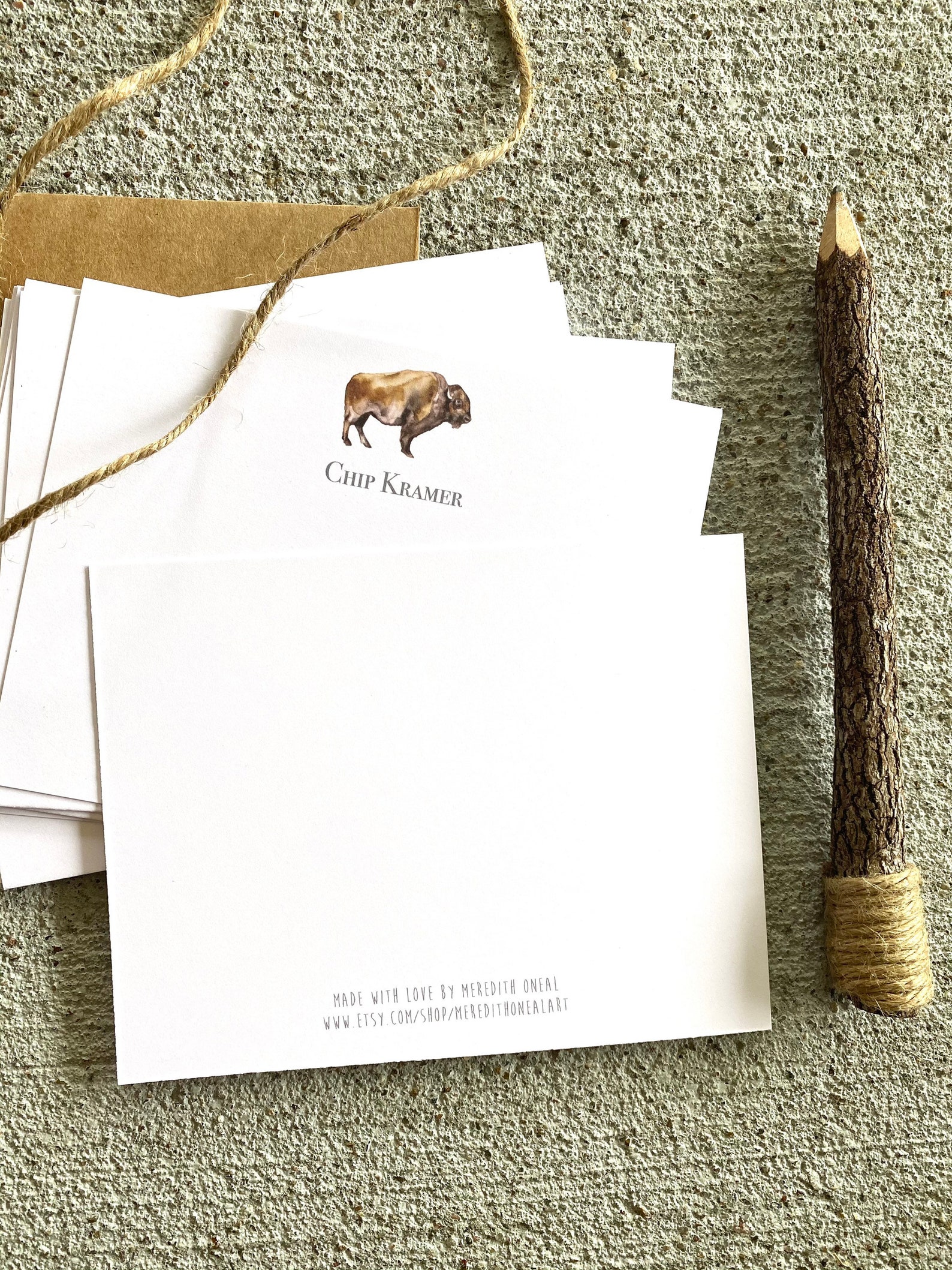 Personalized Stationary for Men Custom Watercolor Buffalo Stationary ...