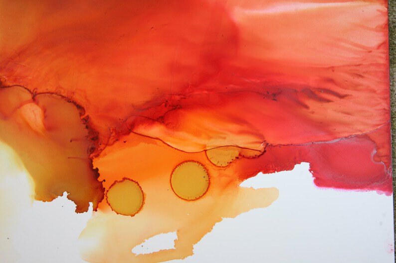 Red Yellow Abstract Art Original 20 X 24 Inch Ink Painting by - Etsy